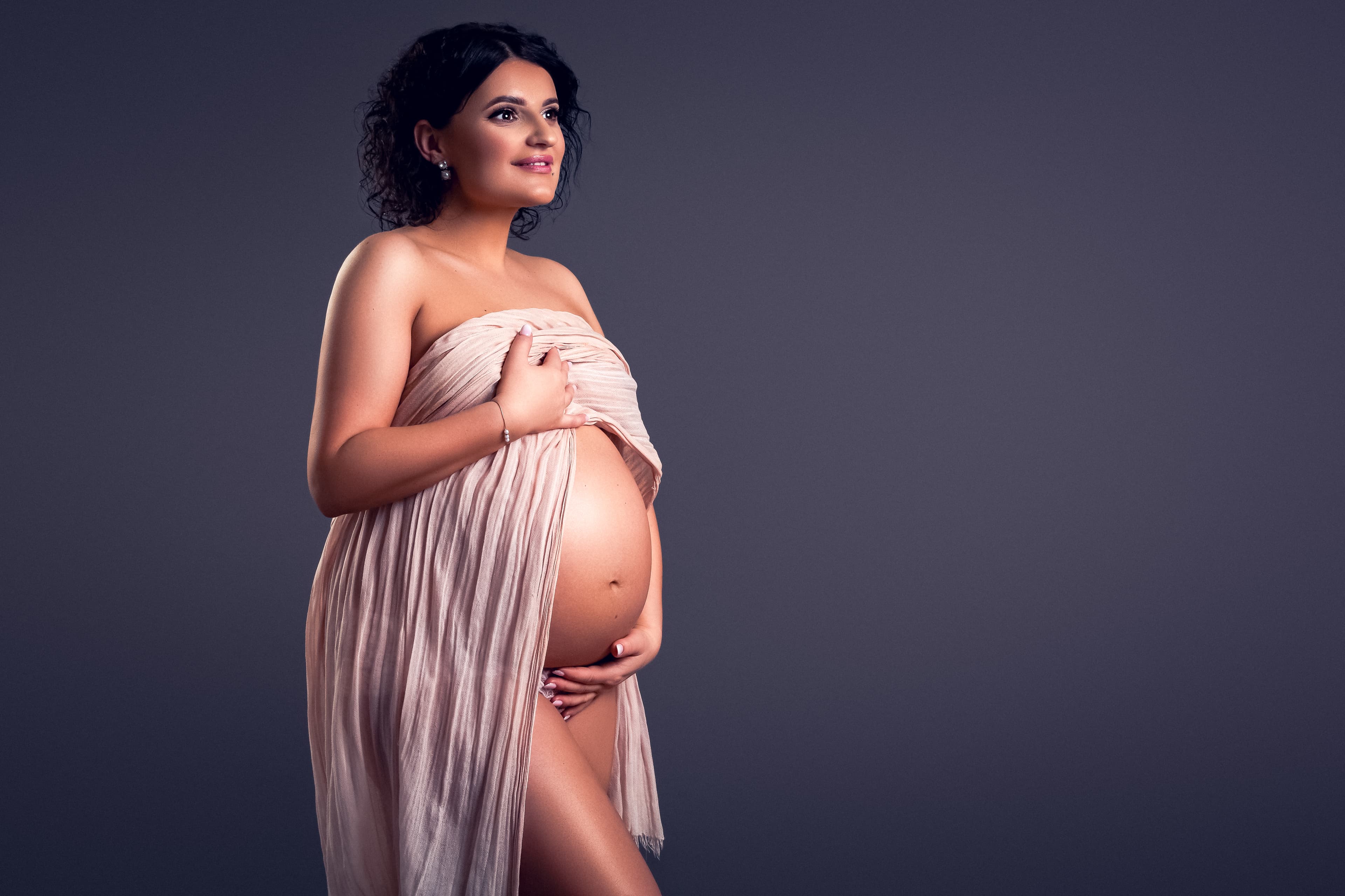 Draped fabric maternity portrait studio Edinburgh